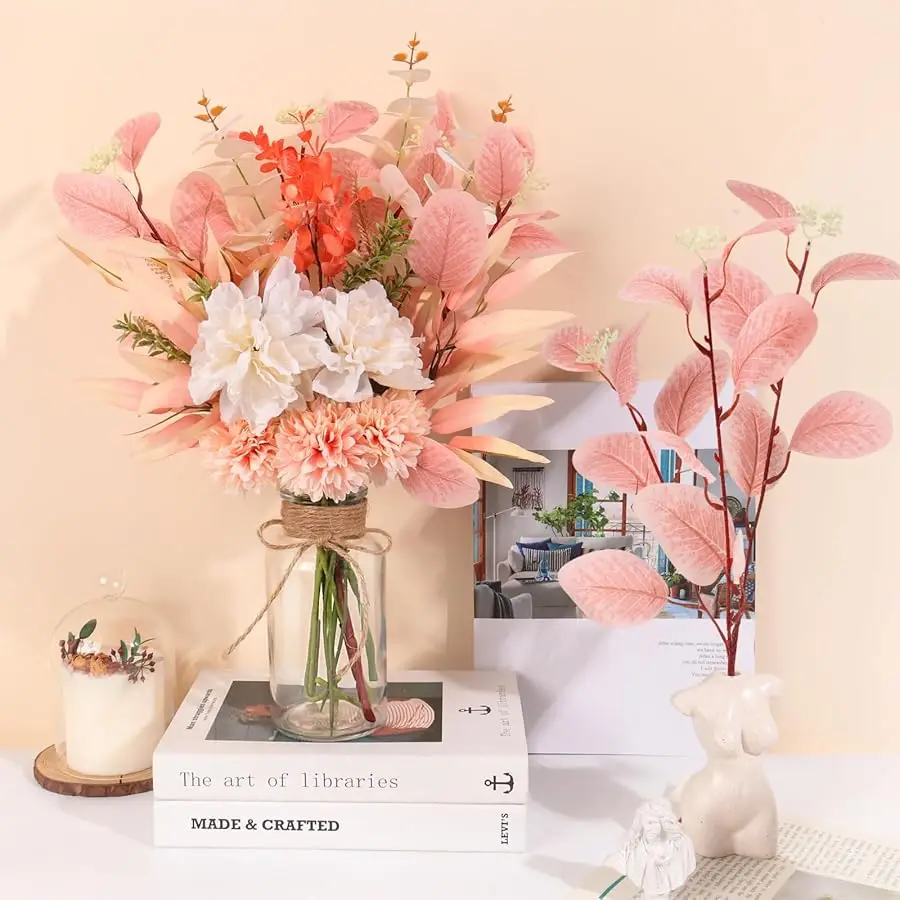 Flores falsas Flores de imitación en jarrón, artificiales con jarrón, arreglos florales, plantas artificiales, ramo de seda bohemio