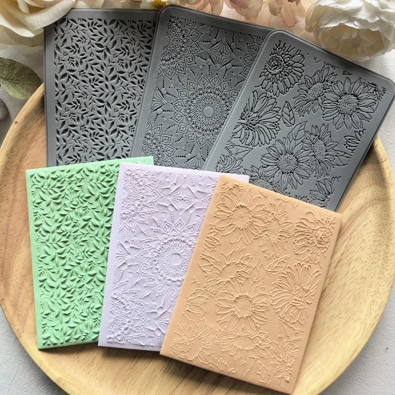 Estera texturizada con relieve de cerámica, patrón de flores/hojas Vintage, fabricación de pendientes de cerámica, almohadilla de transferencia texturizada, herramientas de arcilla polimérica