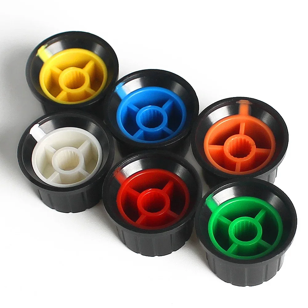 30PCS 24x15mm Potentiometer Knobs Encoder Switch Cap Plastic Switch Caps White/blue/green/orange/yellow 6value*5PCS Switch Knobs