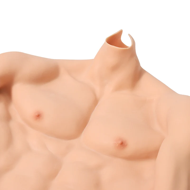 Simulation False Chest Fake Belly Muscle Shirt Half Body With Muscular Arms Cosplay Silicone Rubber Muscle Suit Shapewear