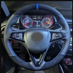Black Suede Leather Braid Car Steering Wheel Cover Wrap For Opel Astra K Corsa E Karl Crossland X Grandland Insignia Zafira