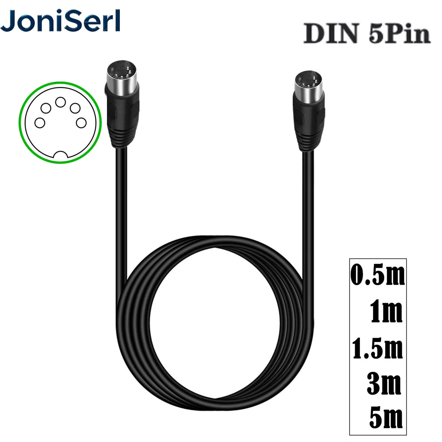MIDI DIN 5PIN Male to Male MIDI 5 Pin Plug to 5 Pin DIN Audio Extension Male Cable Cord din-5pin M/M Cable Adapter 1m 1.5m 3M 5m