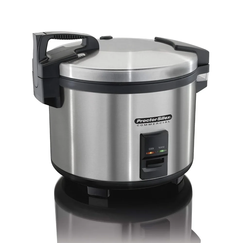 

Commercial Rice Cooker/Warmer, 60 Cups Cooked Rice, Non-Stick Pot, Hinged Lid, Stainless Steel Housing