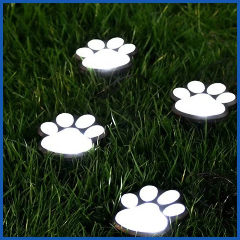 3PCS Solar Paw Print Lights Cat Dog Animal Solar Light Outdoor Christmas Halloween Decor Garden Courtyard Waterproof Lawn Light