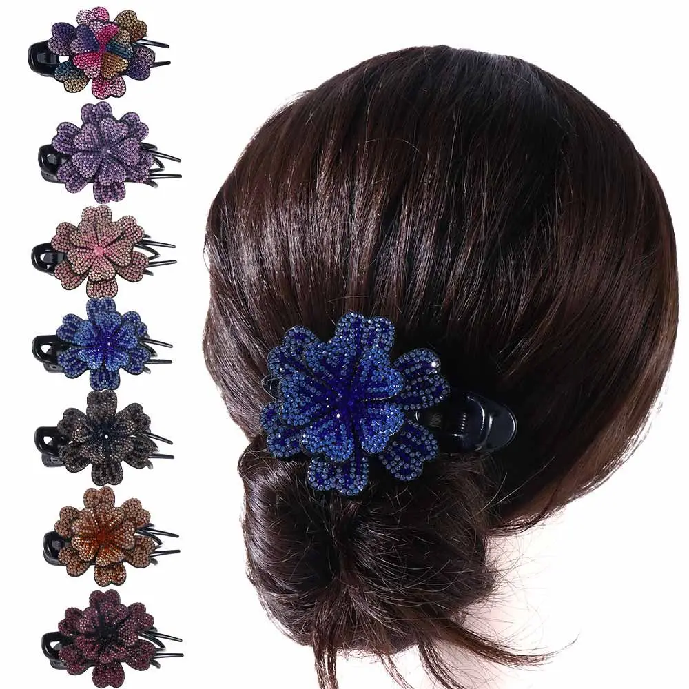 Headwear Girls Hairstyle Tools Resin Flower Hair Clip Rhinestone Duckbill Clip Female Hair Accessories Korean Style Hairpin DIY