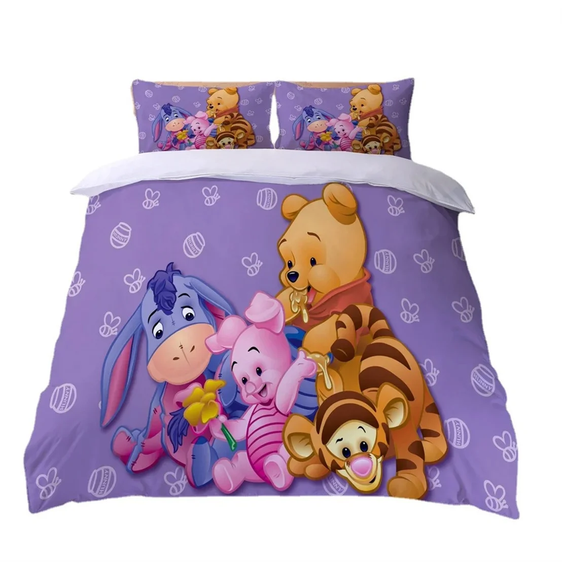 Conjunto de cama Disney Winnie The Pooh para crianças, capa de edredão universal infantil, meninos e meninas, 3D