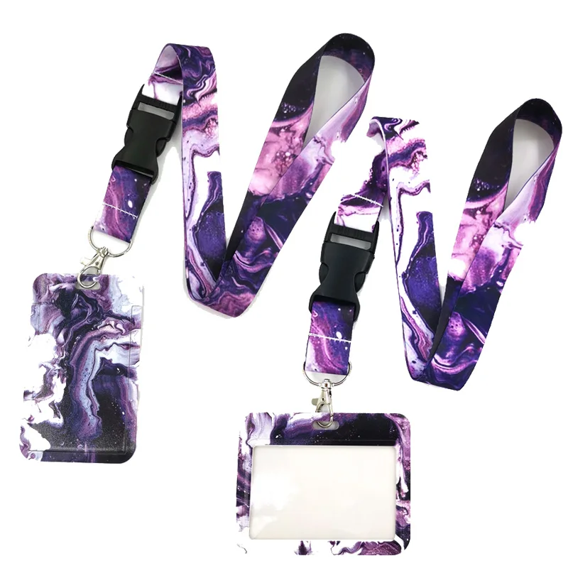 Purple Cool Waves Marble pattern Lanyard for Keys Phone Cool Neck Strap Lanyard for Camera Whistle ID Badge Cute webbings