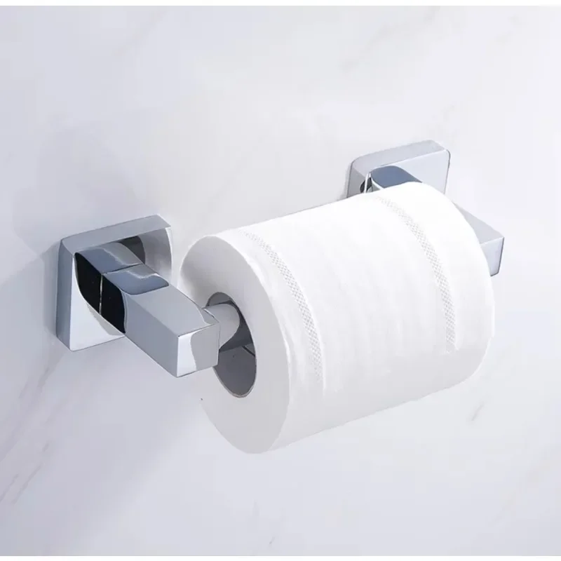 Paper Towel Holder Square Seat Telescopic Toilet Paper Holder, Wall Mounted Rustproof Bathroom Paper Towel Dispe