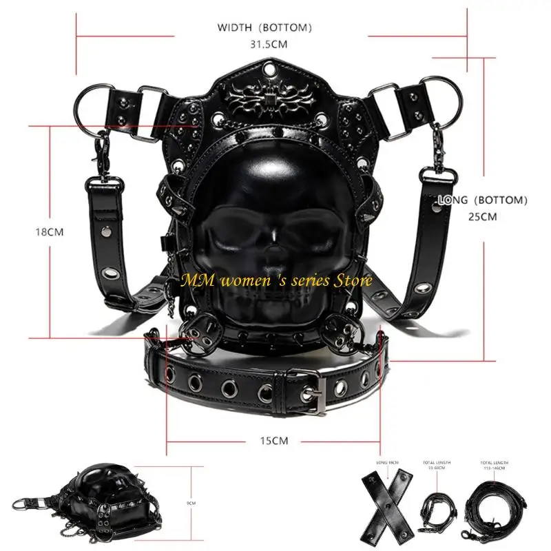 Q39C 고딕 가죽 허리 가방 화니 팩 허벅지 다리 엉덩이 홀스터 지갑 여행 파우치 하이킹 스포츠 체인 가방 여성용 남성용