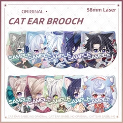 New Game Genshin Cat Ear Laser Brooch Sigewinne Clorinde Wanderer Cute Cartoon Anime Pin Jewelry Accessories Cosplay Couple Gift