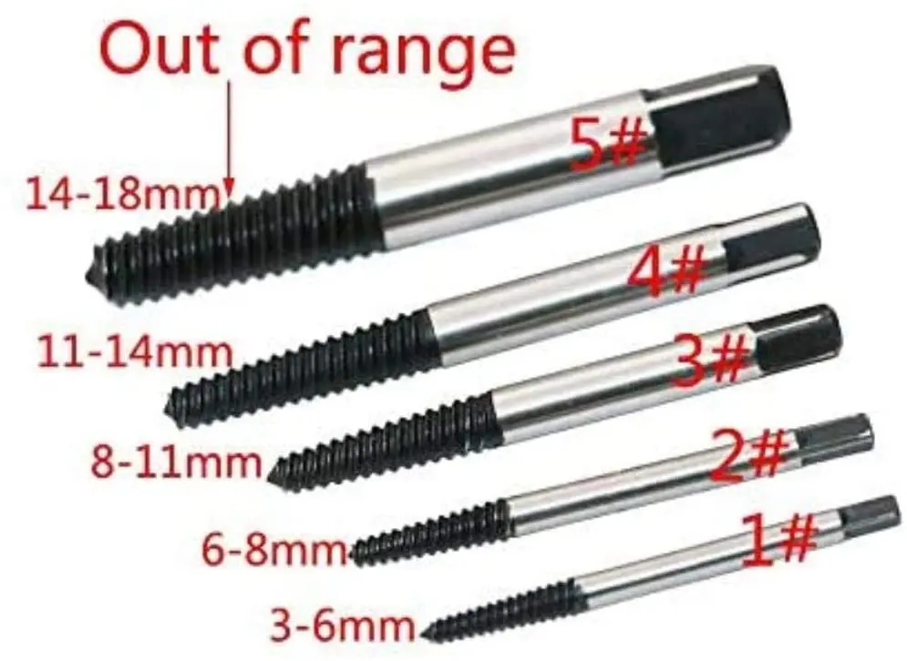 5Pcs Screw Extractor Center Drill Bits Guide Set Broken Damaged Bolt Remover Removal Speed Easy Out Set for car Demolition Tools