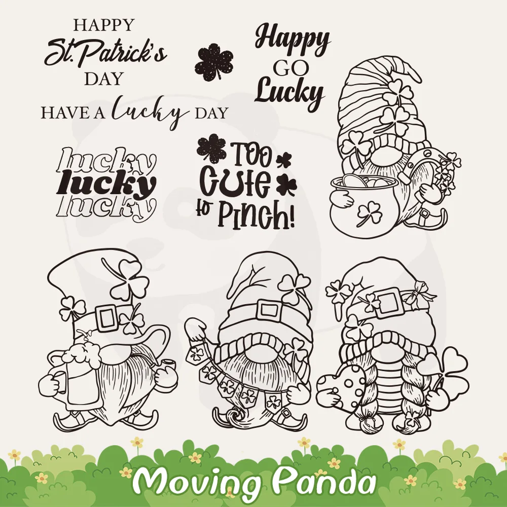 Happy ST.Patrick Day Cute Gnome Metal Cutting Dies Clear Stamps DIY Scrapbooking Cut Dies Silicone Stamps For Paper Cards Decor