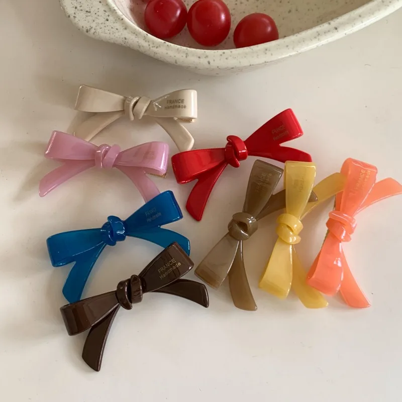 Korean Sweet Bow Acetate Hair Clip Headdress for Women Girls y2k Candy Colored Delicate Hairpin Spring Summer Hair Accessories