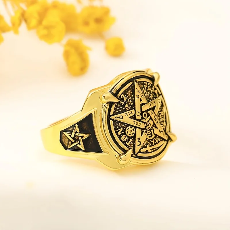 Cincin Pentagram Mesir Kuno & Simbol Ibrani Tunggal - Hari Valentine, Ramadhan, Tahun Baru Imlek - Hadiah Perhiasan Budaya Unik