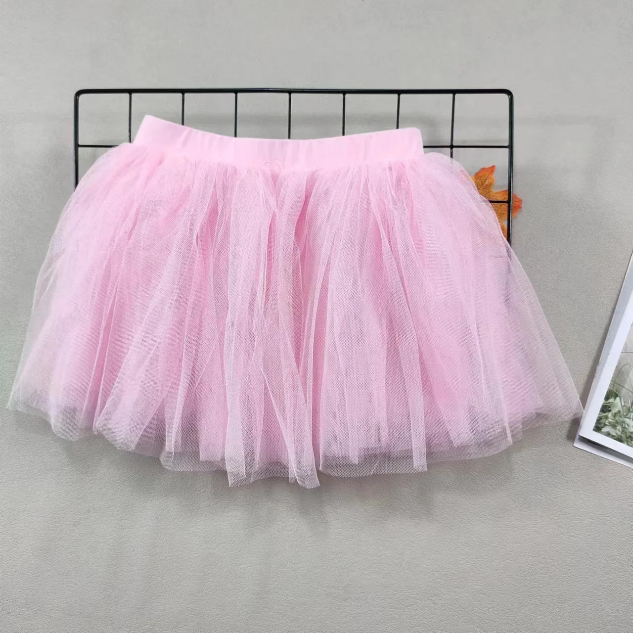 Girl\'s Skirt Tutu Skirt Pink Children\'s Fluffy 4-layer Soft Yarn Sheer Skirt White Elastic Ballet Fan Performance Skirt