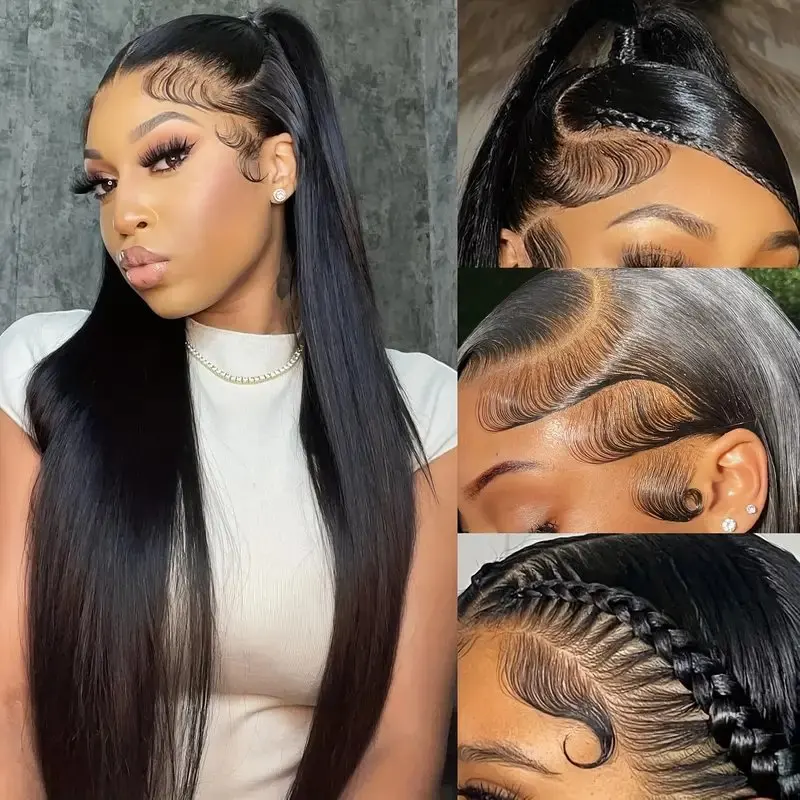 Rosabeauty 40 Inch 13x6 Straight Lace Front Wig Human Hair 13X4 Frontal 5X5 Glueless Ready to Wear Wigs 250% For Women