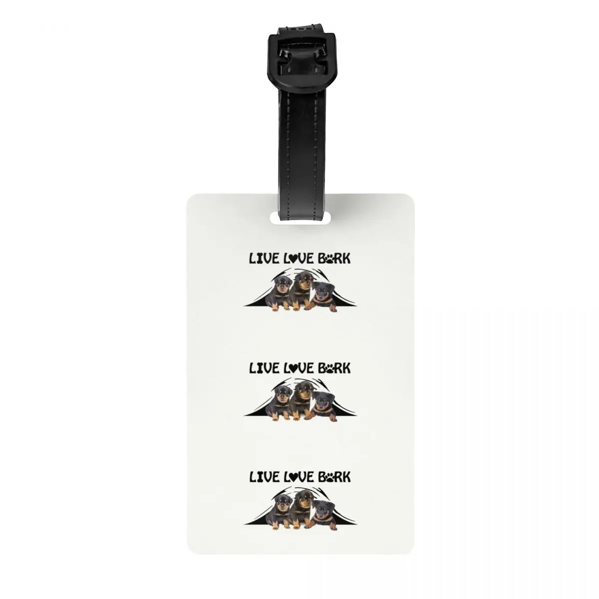 Live Love Bark Rottweiler Puppies Luggage Tag Animal Dog Travel Bag Suitcase Privacy Cover ID Label