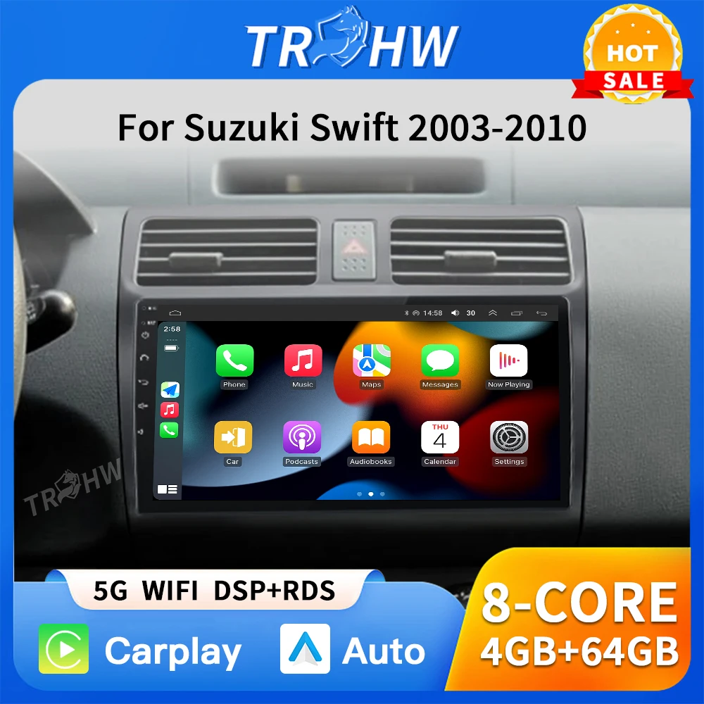 

2din Android 16 Car Radio for Suzuki Swift 2003 - 2006 2007 2008 2009 2010 Multimedia Player Carplay Stereo GPS DVD Head Unit