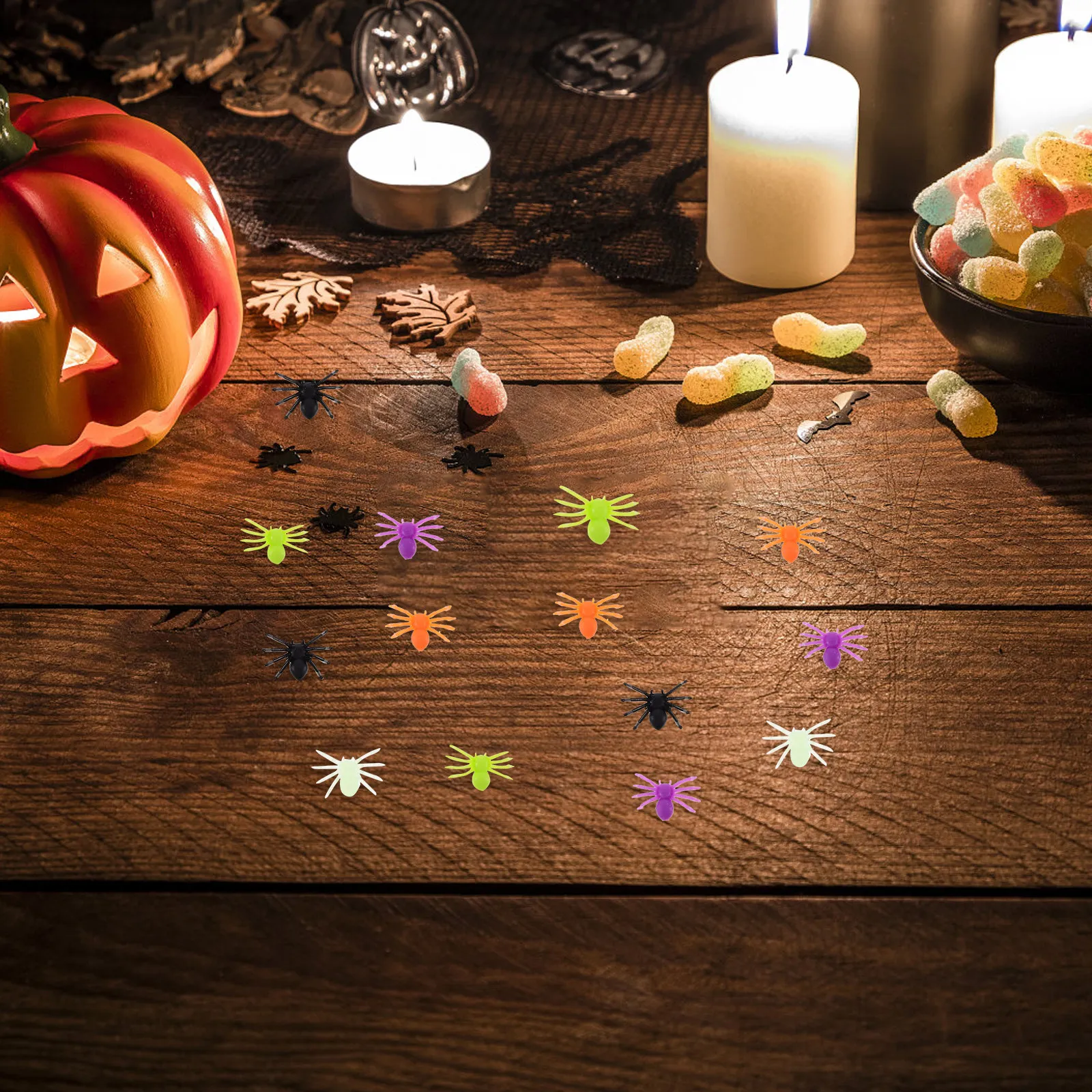 

200 шт. реалистичных пластиковых пауков для декора, украшения для вечеринки на Хэллоуин, страшные реквизиты для розыгрышей, имитация пауков, декоративные фигурки