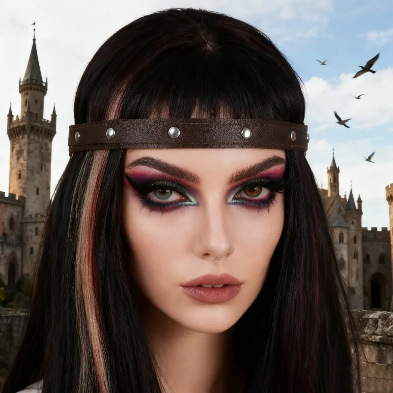 Gothic Headband | Black/Brown, High Crown, Face-Shaping, Cosplay Stage Accessory