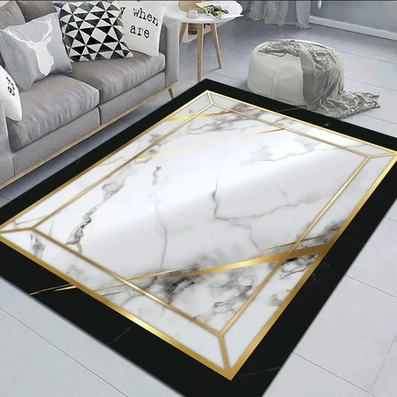

Elegant Black Gold Marble Rug Decorative Carpet for Living Room Large Area Floor Mat Doormat for Hallway Balcony