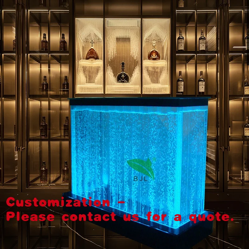 

Customize.Restaurant Nightclub Furniture Customized Shape Glow Led Bar Counter Table Cabinet with Bubble Wall and Color