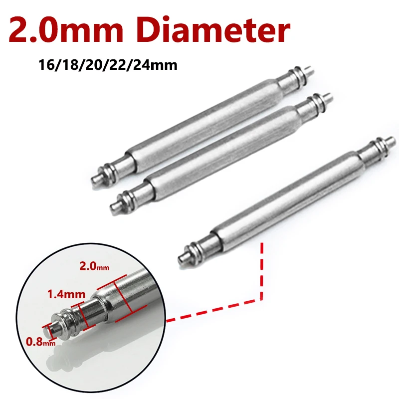 2.0mm Diameter Watch Band  Spring Bar Pin Part Stainless Steel Spring Rod Link Pins 16mm 20mm 22mm 24mm Watch  Accessories