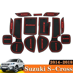 Car Door Groove Mat Cup Coaster Non-Slip Cover Interior Decoration Accessories For Suzuki SX4 S-Cross S Cross 2014 - 2018 2017