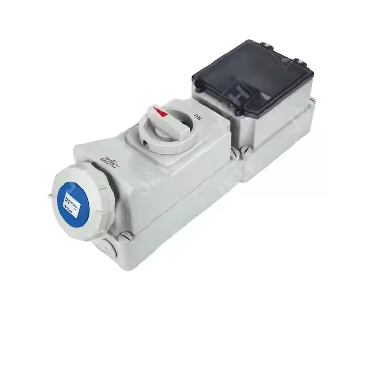 Europe Single Phase Interlock Socket with Switch 3P 4P 5P IP67/IP44 230V 400V Duo Interlock and Din Standard Install Din  Rail