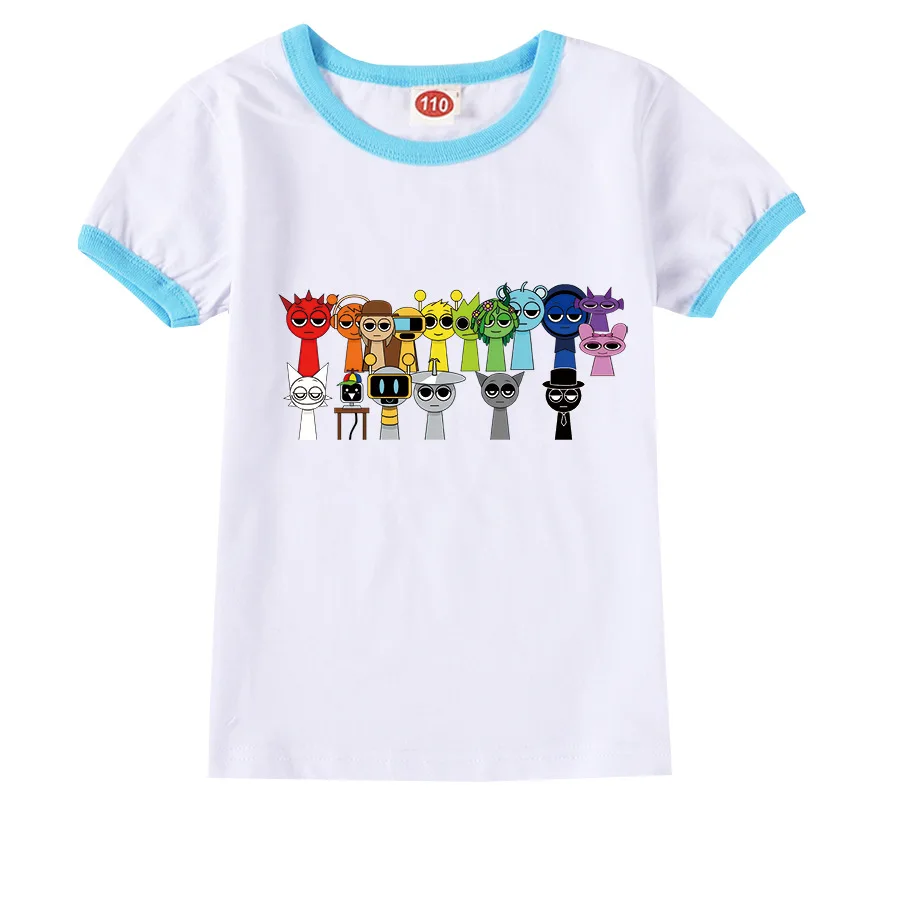 Sprunki Incredibox Kids Horror Game Camiseta de manga curta desenho animado infantil meninas meninos roupas infantis top