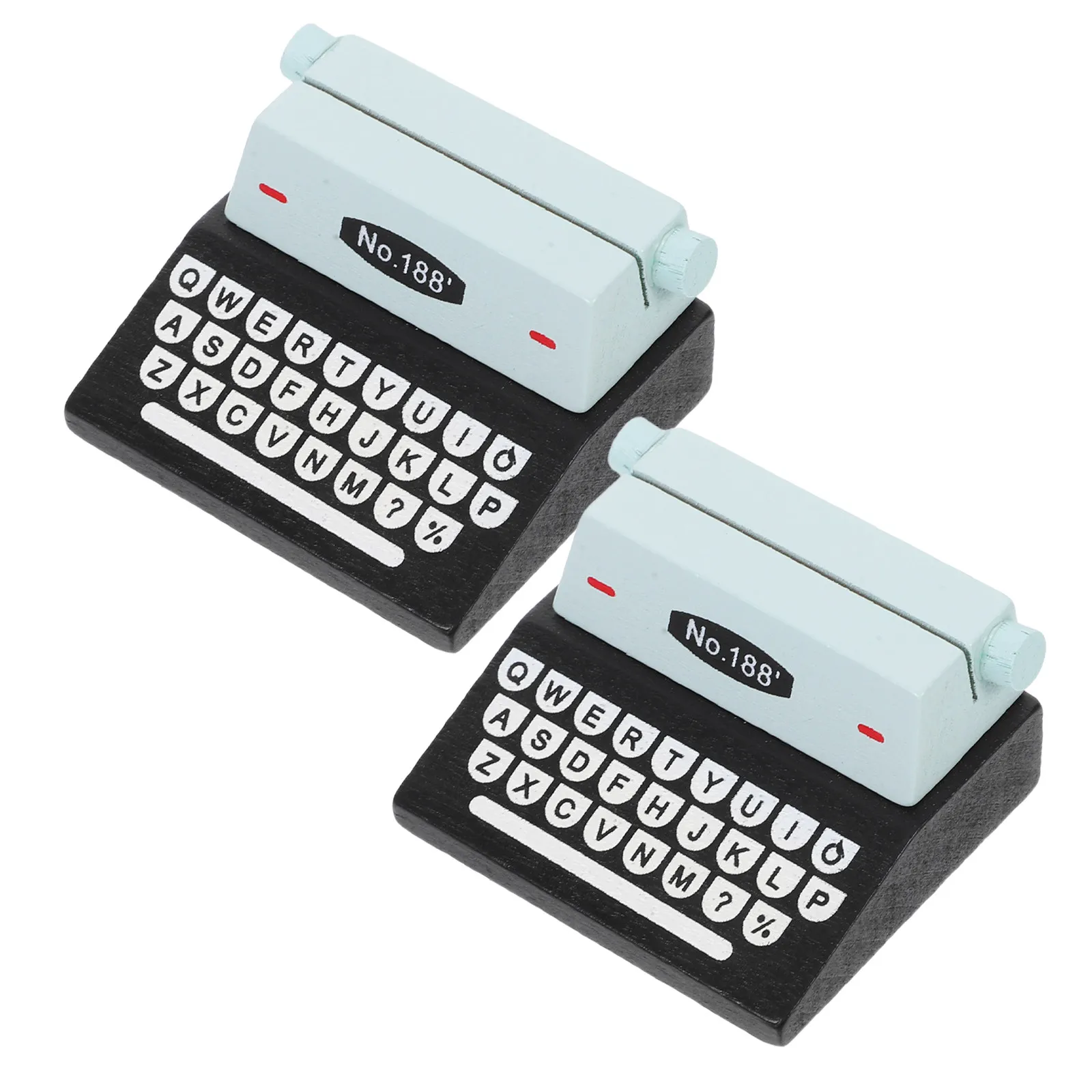 2Pcs Retro Typewriter Style Wooden Message Holder Clip for Desk Decor Desktop Photo Holder Document Organizer Table Number Card