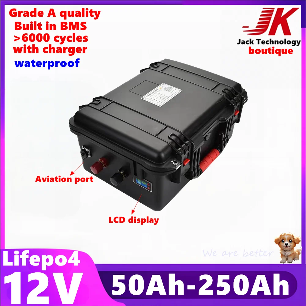 

12V 50Ah 60Ah 80Ah 100Ah 120Ah 250Ah Lifepo4 Lithium Battery with BMS for Ship Rubber Boat Propeller Trolling Motor hovercraft