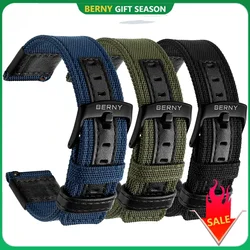 BERNY 20/22mm Nylon Watch Strap Sport Breathable Watch Bands Woven Nylon Bracelet Durability Steel Buckle Tool-Free Watch Strap