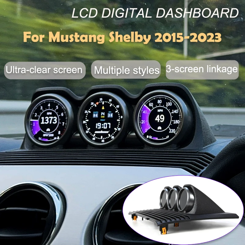 

Performance Monitor Instruments For Ford Mustang Shelby Three screen linkage 7 colors display 2015-2023 Mustang