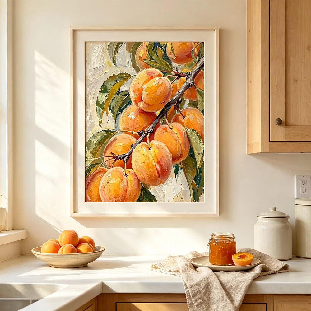 Painting Calligraphy HD Modern Fruit Apricot Canvas Poster for Bedroom Living Room Hallway Wall Decor Art Print Picture