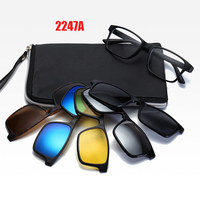 6 In 1 Spectacle Frame Men Women With 5 PCS Clip On Polarized Sunglasses Magnetic Glasses Male Computer Optical 2247