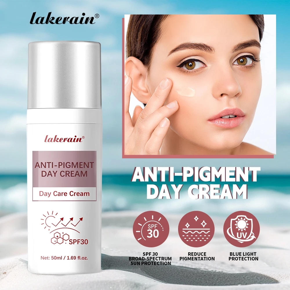 Lakerain Creme de Dia Anti-Pigmento Reduzem Manchas de Cor FPS 30 Protetor Solar Remove Manchas Escuras Adequado para Toda a Pele Creme Hidratante