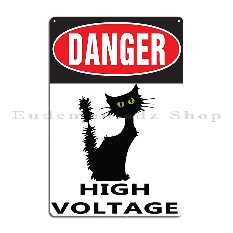 High Voltage Cat Mgphotoart Metal Plaque Club Cinema Home Garage Personalized Tin Sign Poster