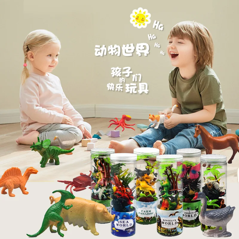 Mini Simulation Animal Model Toys Set Wild Sea Life Animals Dinosaur Action Figurines Role Play Educational Toy 15pc/lot