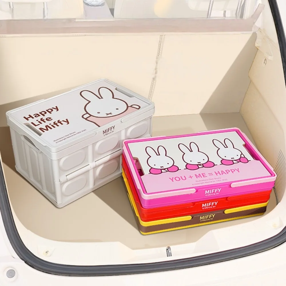

Cartoon Miffy Foldable Storage Box Home Car Trunk Outdoor Camping Storage Cabinet Kitchen Bedroom Simple Box Portable