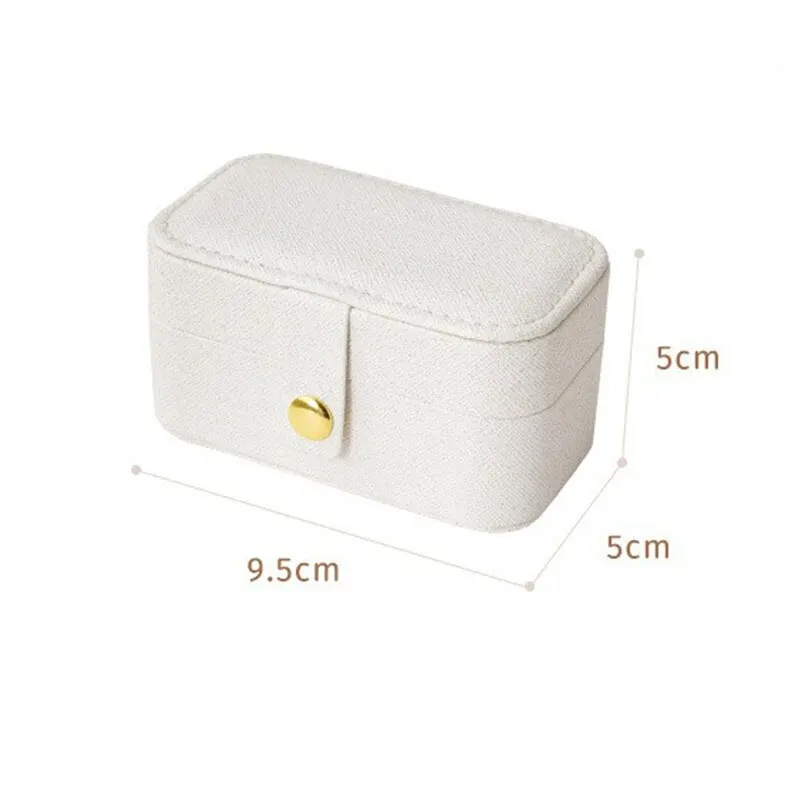 Mini Portable PU Leather Jewelry Box Travel Snap Earrings Ring Necklace Organizer Small Compact Jewelry Case