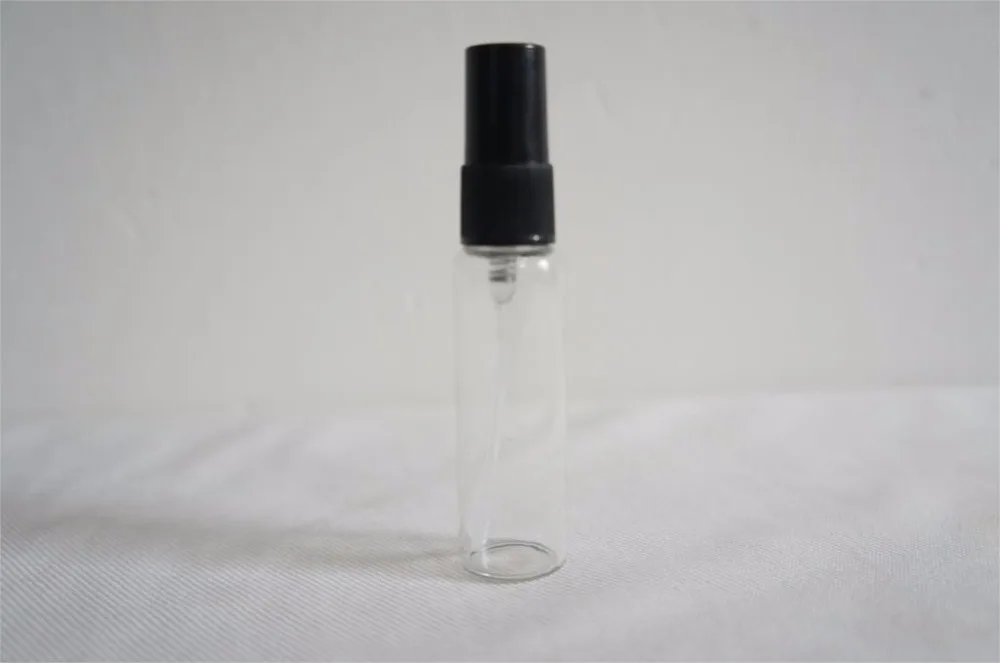 

10ml Black Transparent Cap Plastic Nozzle Perfume Refillbale Bottle 10cc Short Thick Glass Spray Bottle 100pcs/lot