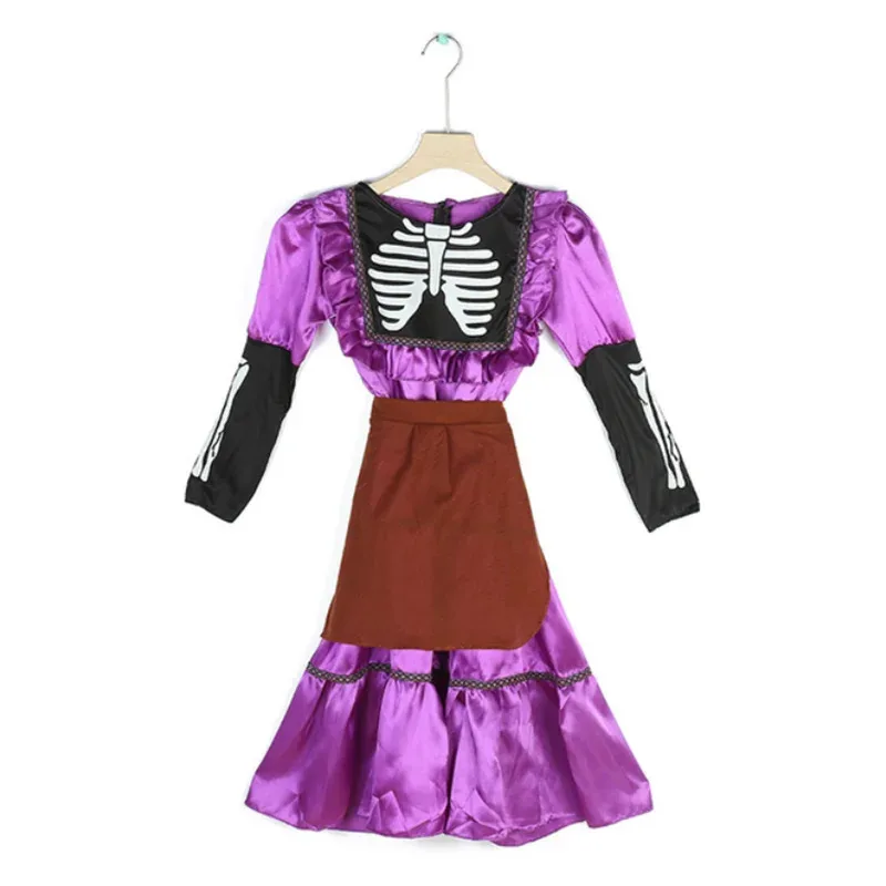 Disfraz de Nene 2025 CoCo Mama Imelda para niñas, vestido de esqueleto, música, sueño alrededor, fiesta de Halloween, vestido elegante para niños Purp