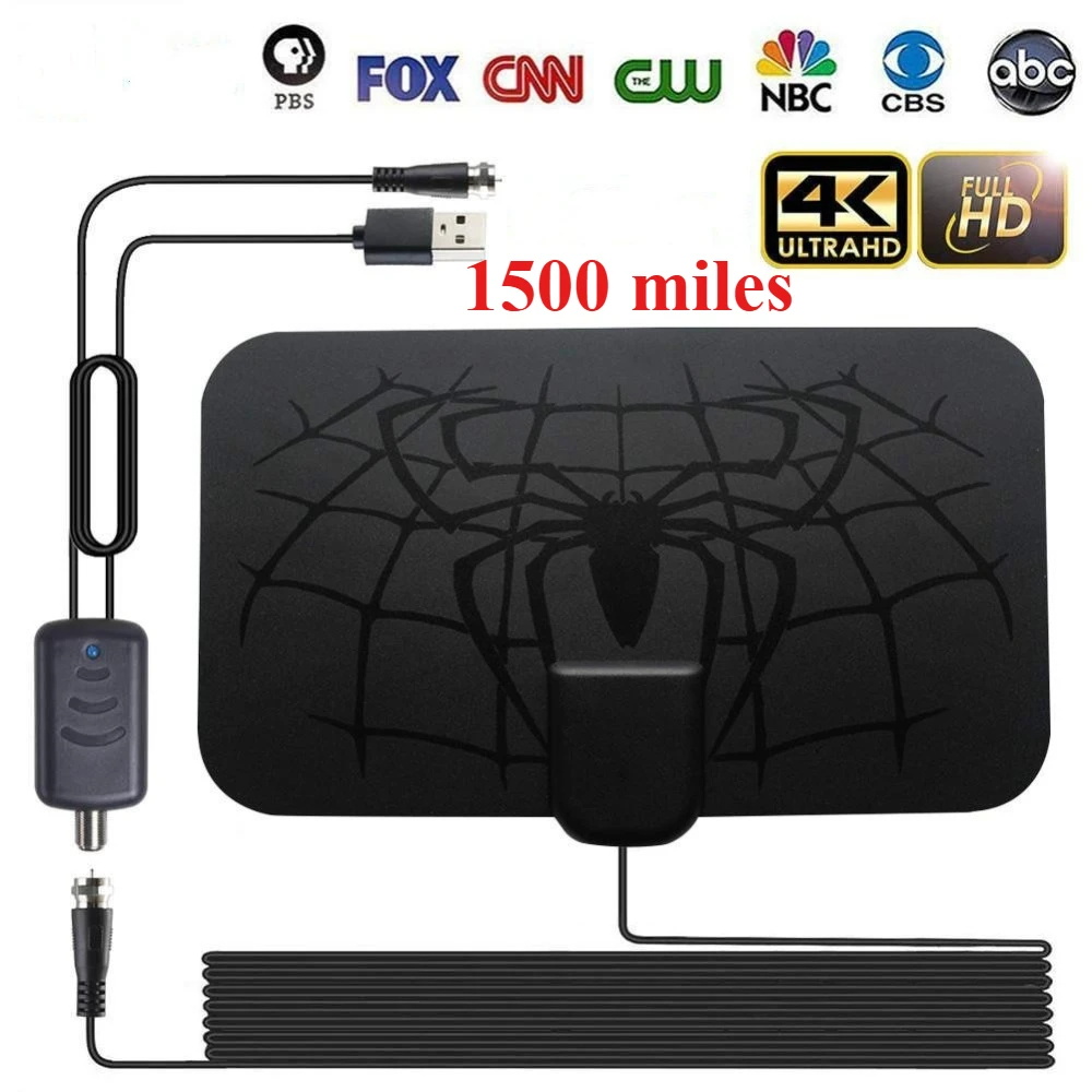 Indoor 1500 Miles Digital Antena for All Smart TVs with Amplifier Signal for Local Channels  Broadcast HDTV 4K DVB-T2 Long Range