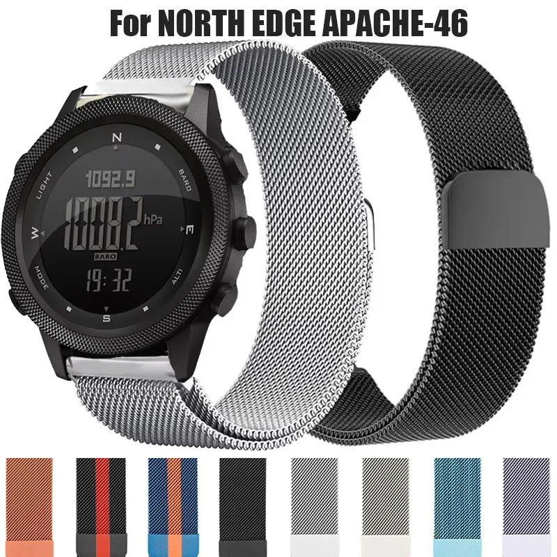 22 mm magnetische Milanese-Schlaufe für NORTH EDGE APACHE-46 Herren- und Damenuhren, Outdoor-Uhrenarmband aus Metall für NORTH EDGE APACHE-46