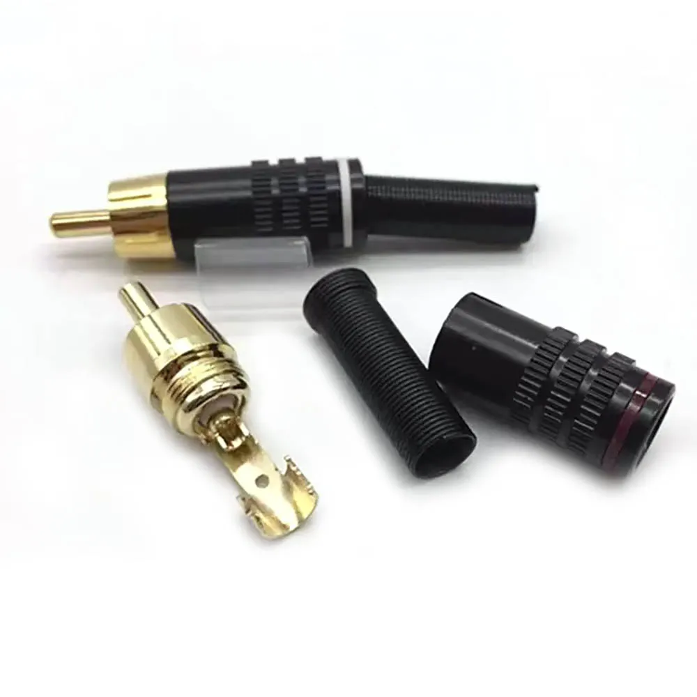 

50 black gold-plated lotus audio and video RCA male soldering heads AV male/female sockets lotus plug soldering connectors