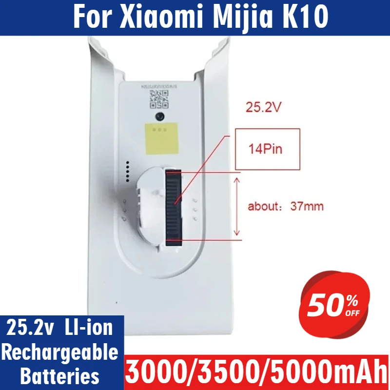 

New Replacement Battery Pack For Xiaomi Mijia K10 Handheld Cordless Vacuum Cleaner 25.2v LI-ion Rechargeable Batteries