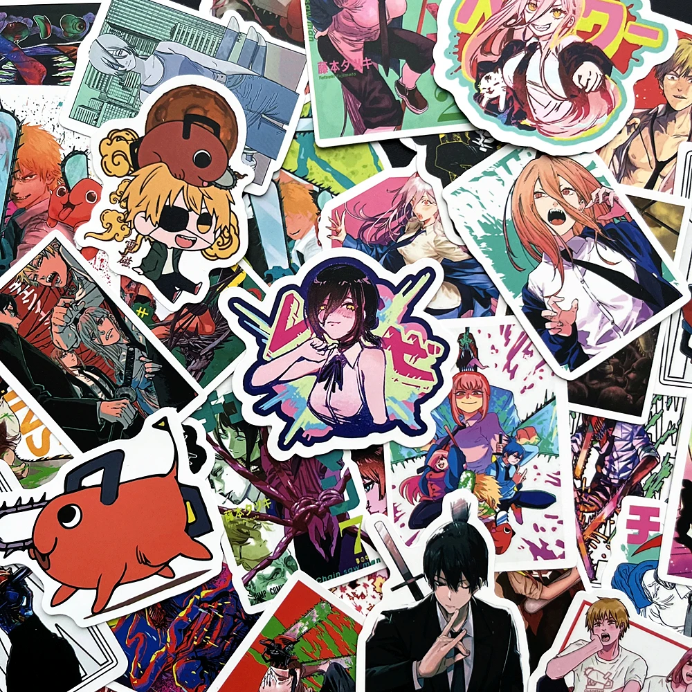 10/50 Pcs New Chainsaw Man Anime Cartoon Graffiti Stickers Decals for Stationery Laptop Fridge Suitcase Skateboard Phone Sticker