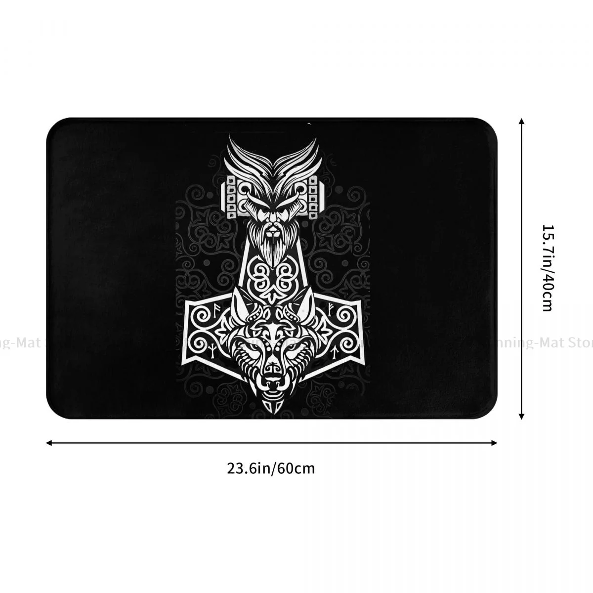 Viking Mythology Bath Mat Hammer Of Thor Fenrir Wolf Doormat Living Room Carpet Entrance Door Rug Home Decoration