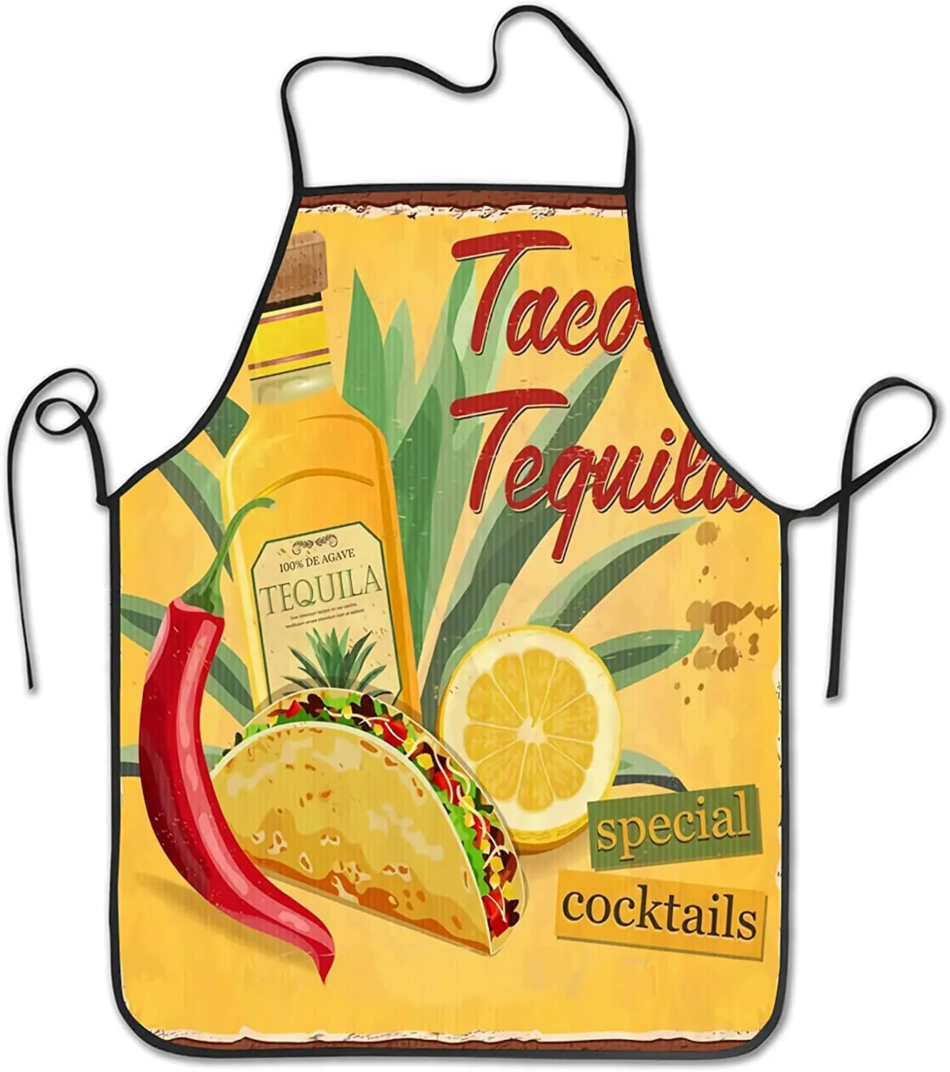 Tacos Tequila Mexico Chili Pepper Salad Sandwich Spicy Kitchen  Women Men Professional Chef Aprons Waterdrop Resistant Waiter